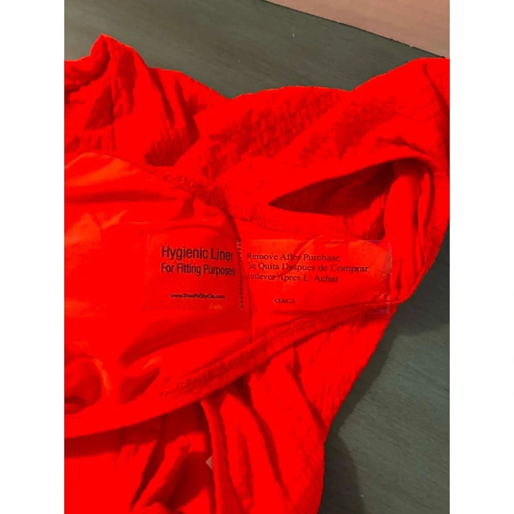 Lucky Brand Textured One Piece Swimsuit Women's Medium Red Halter Lace Up Monoki